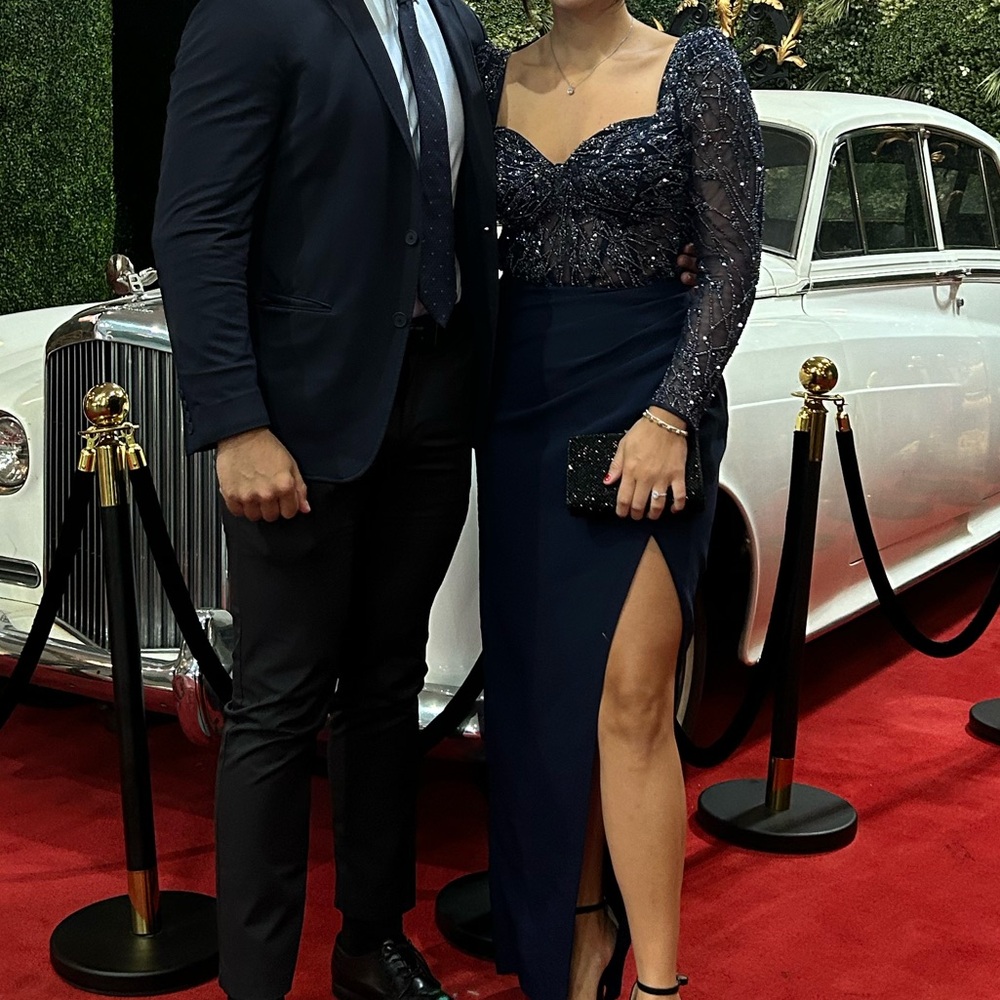 Elegant Navy Evening Gown